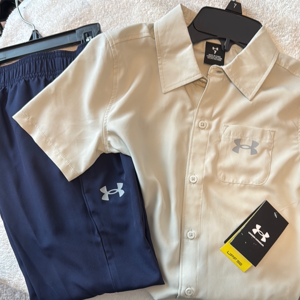 Under Armour Khaki Shirt and Dark Blue Pants Combo